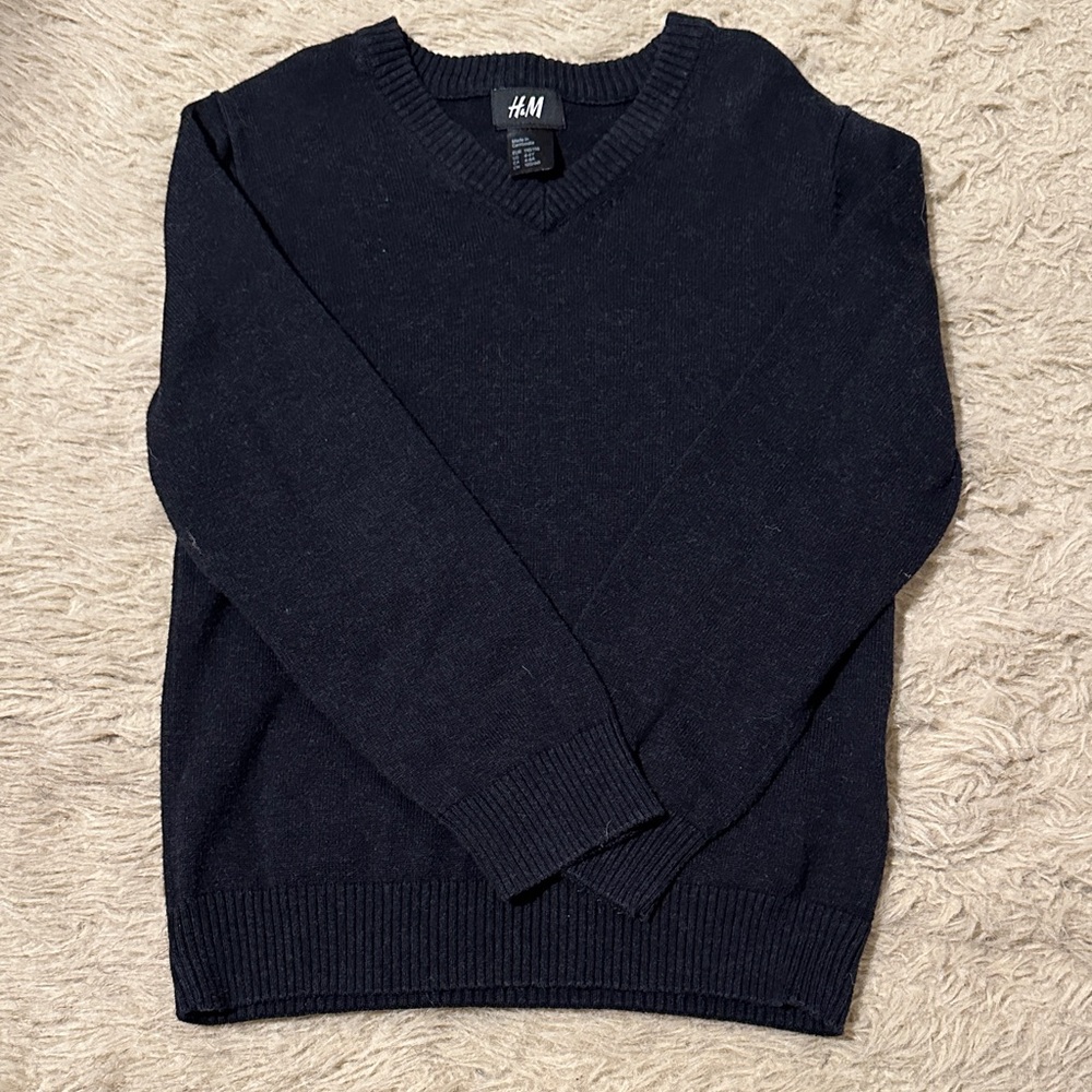 H&M Boy’s Dark Grey/Black V-Neck Sweater